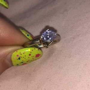 Rare Pandora ring Lavender 14k gold halo diamond